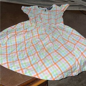 Lands' End Plaid Dress in Orange and Green